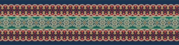 Obsidian-Navy & Malachite-Green Greek Key Arabesque Frieze