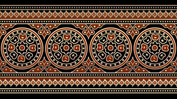 Obsidian-Black & Terracotta Ajrakh Mandala Frieze