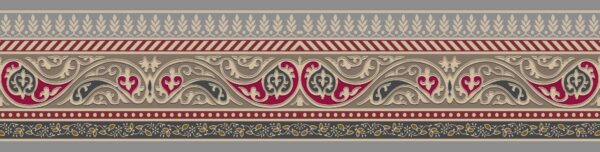 Alabaster-Ivory & Magenta Baroque Arabesque Frieze