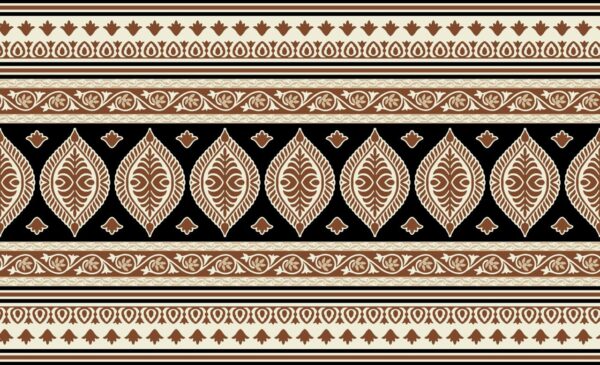 Obsidian-Black & Sepia-Ochre Paisley Cartridge Frieze