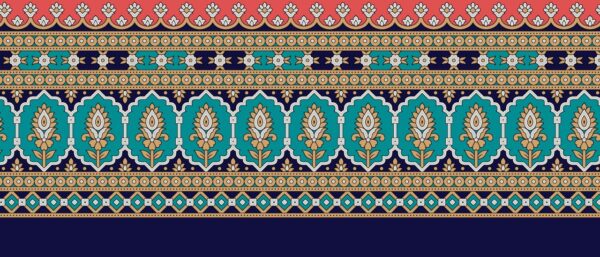 Mina-Turquoise & Obsidian-Navy Mughal Mehrab Frieze