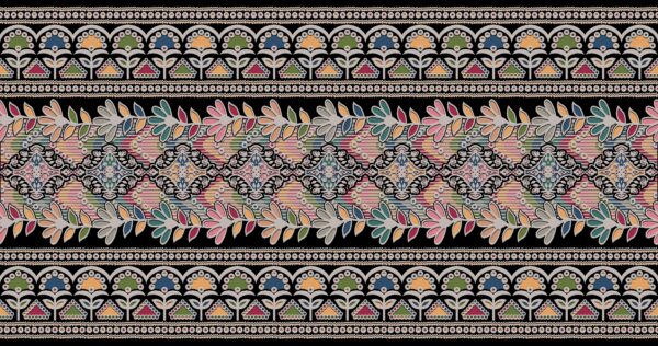 Obsidian-Black & Multicolored Ikat Rhombus Frieze