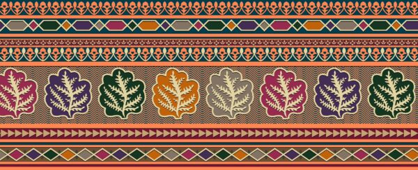 Amber-Ochre & Deep-Teal Fern Cartridge Frieze