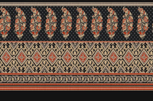 Obsidian-Black & Terracotta Mughal Kalika Frieze