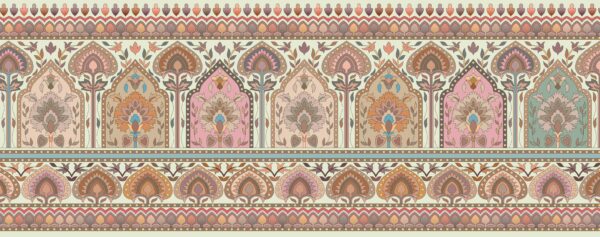 Pastel-Mina & Alabaster Mughal Arcade Frieze