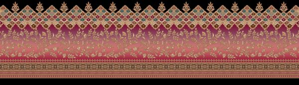Solar-Magenta & Metallic-Gilt Zardozi Vines Frieze