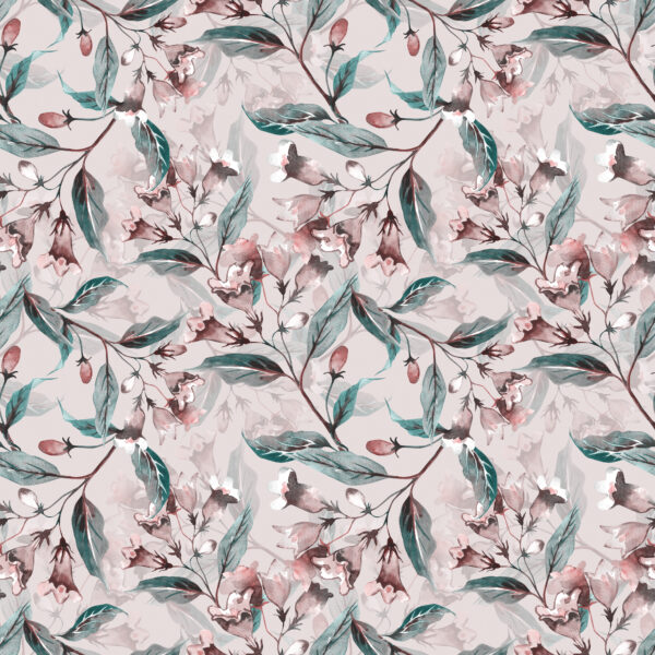 Muted-Alabaster & Dusty-Mauve Watercolor Foliage Repeat