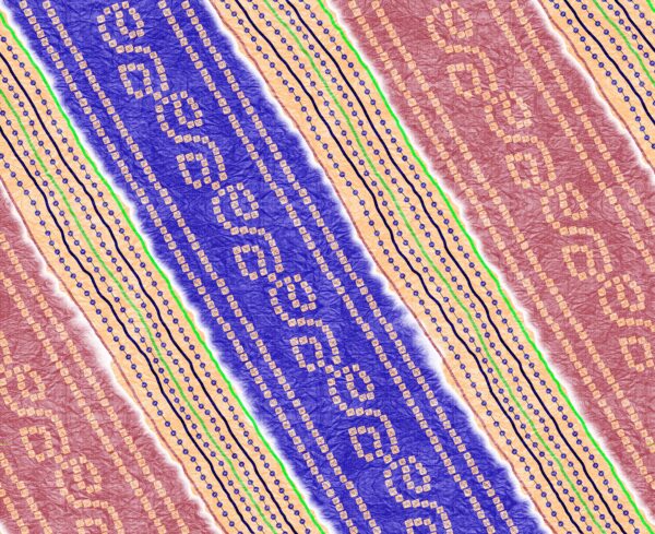 Royal-Cobalt & Dusty-Mauve Bandhani Leheriya Diagonal