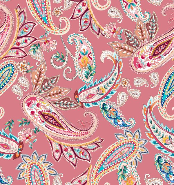 Solar-Magenta & Cyan-Mina Paisley Garland Repeat