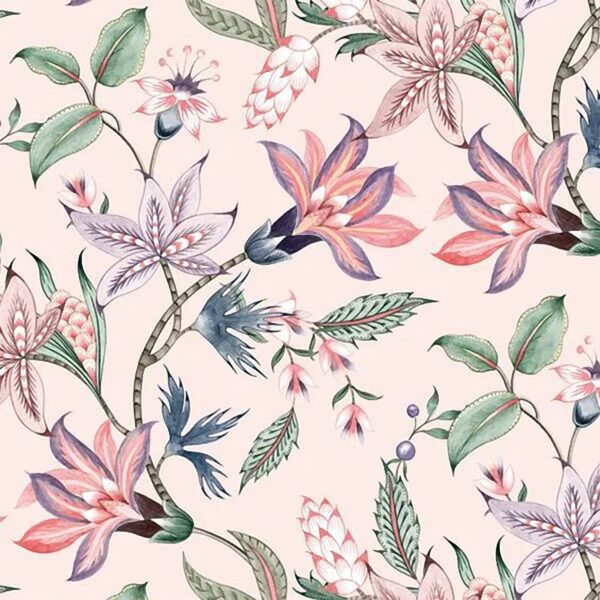 Muted-Alabaster & Lilac Chinoiserie Flora