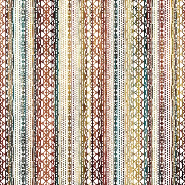 Amber-Ochre & Crimson Aztec Vertical Multi-Stripe