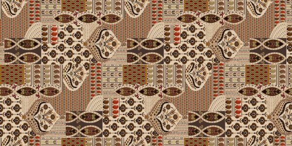 Desert-Ochre & Earth-Brown Ajrakh Patchwork Tapestry