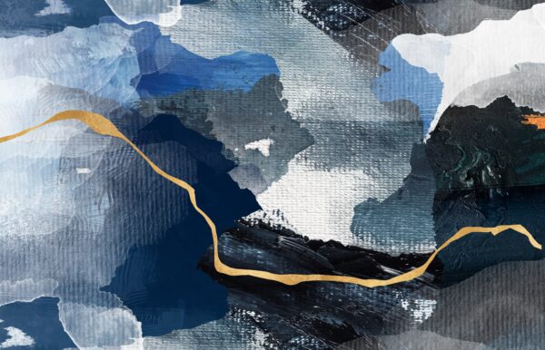 ndigo-Slate & Gold-Kintsugi Textured Abstract