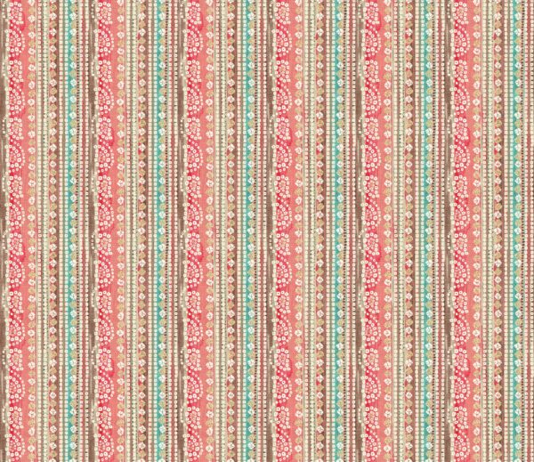Solar-Coral & Mint-Teal Bandhani Vertical Multi-Stripe