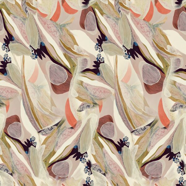 Alabaster-Cream & Terracotta Abstract Botanical Collage