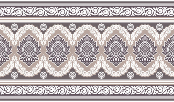 Muted-Mauve & Alabaster Heritage Paisley Frieze Border