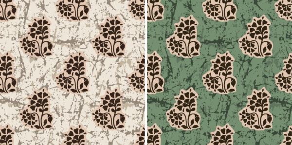 Alabaster & Forest-Sage Batik Butta Coordinate Canvas