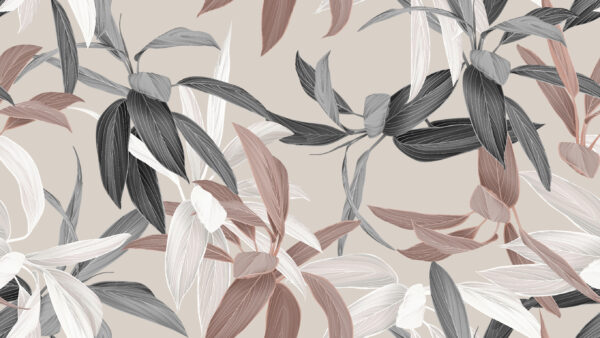 Alabaster-Taupe & Charcoal Linear Botanical Meadow